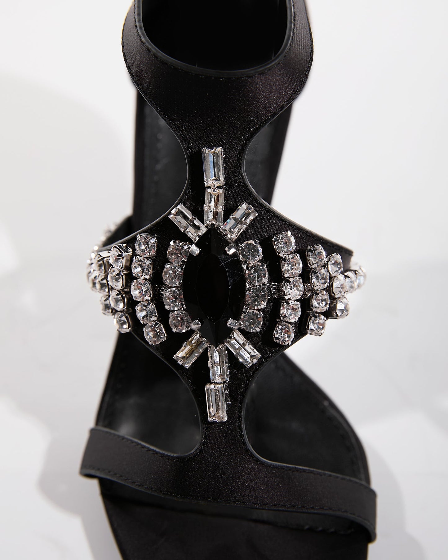 Leila Rhinestone Strap Sandals In Black