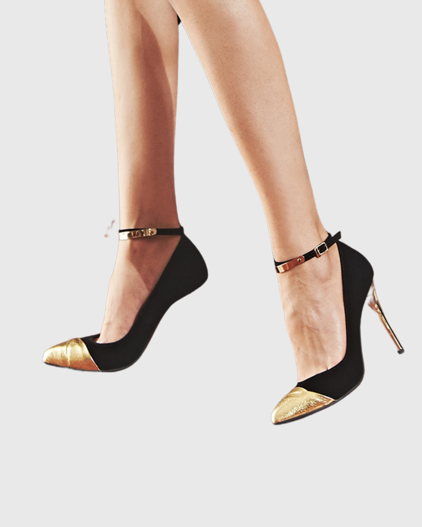 Lillie Black Gold Panel Strap Pumps