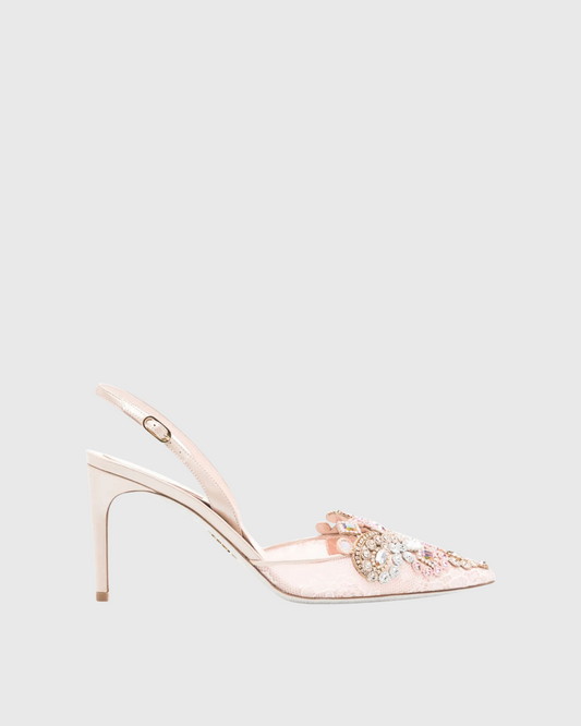 Lylah Rhinestone Embellished Slingback Pumps Pink