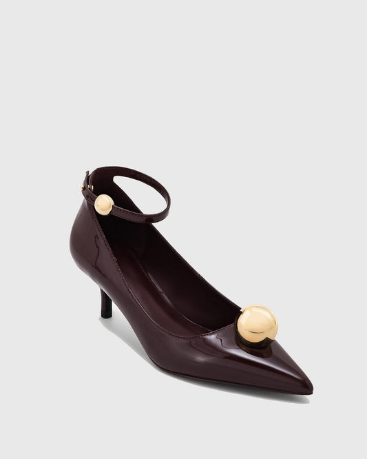 Marina Metal Ball Strap Pumps In Brown