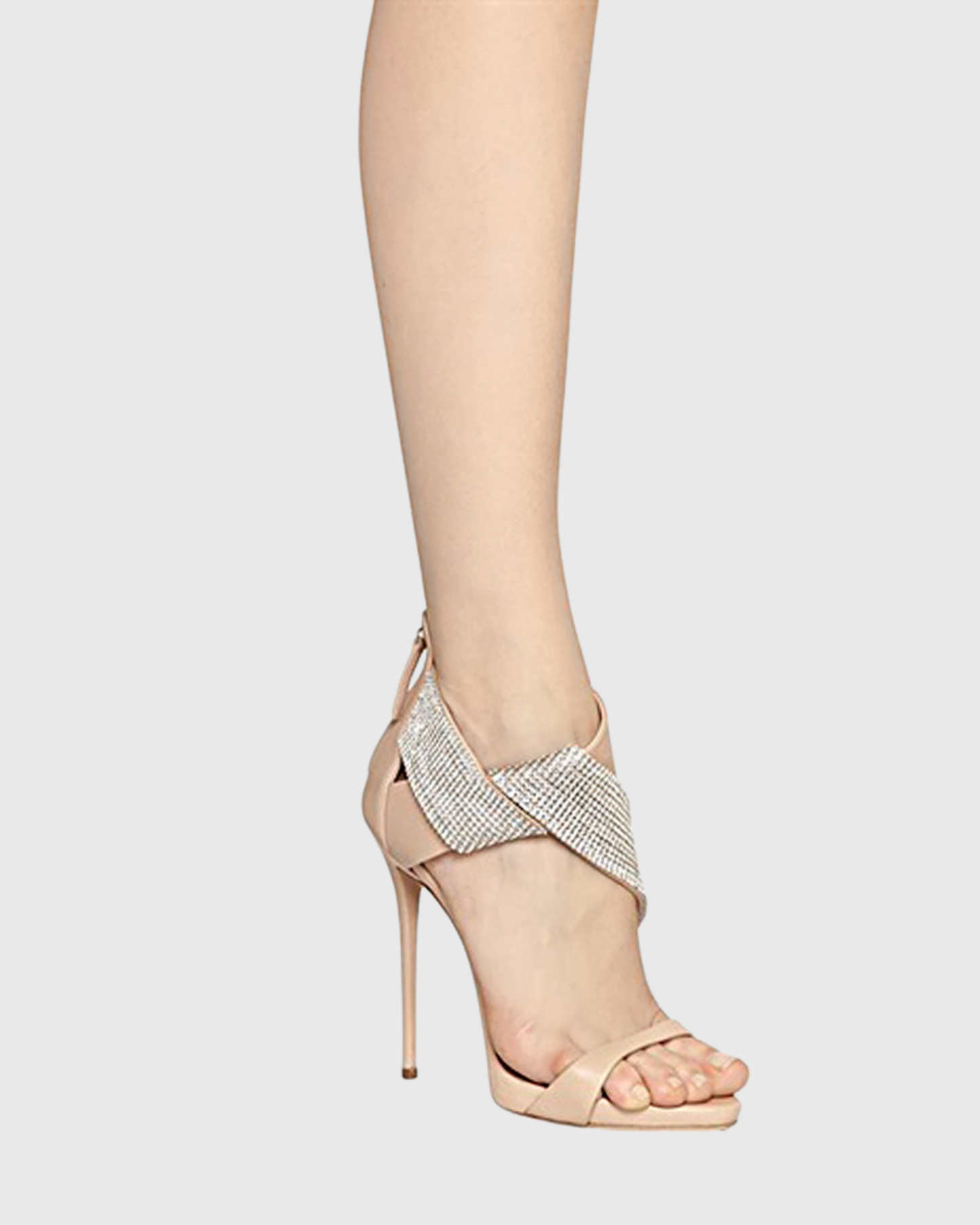 Meryl Rhinestone Irregular Strap Sandals In Beige