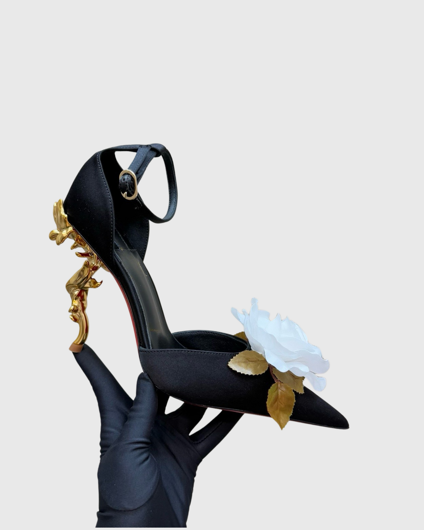 Mya White 3D Flower Sculptural Heels