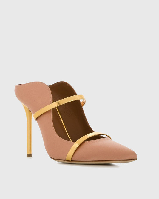 Narcisa Metal Ring Satin Pumps In Beige