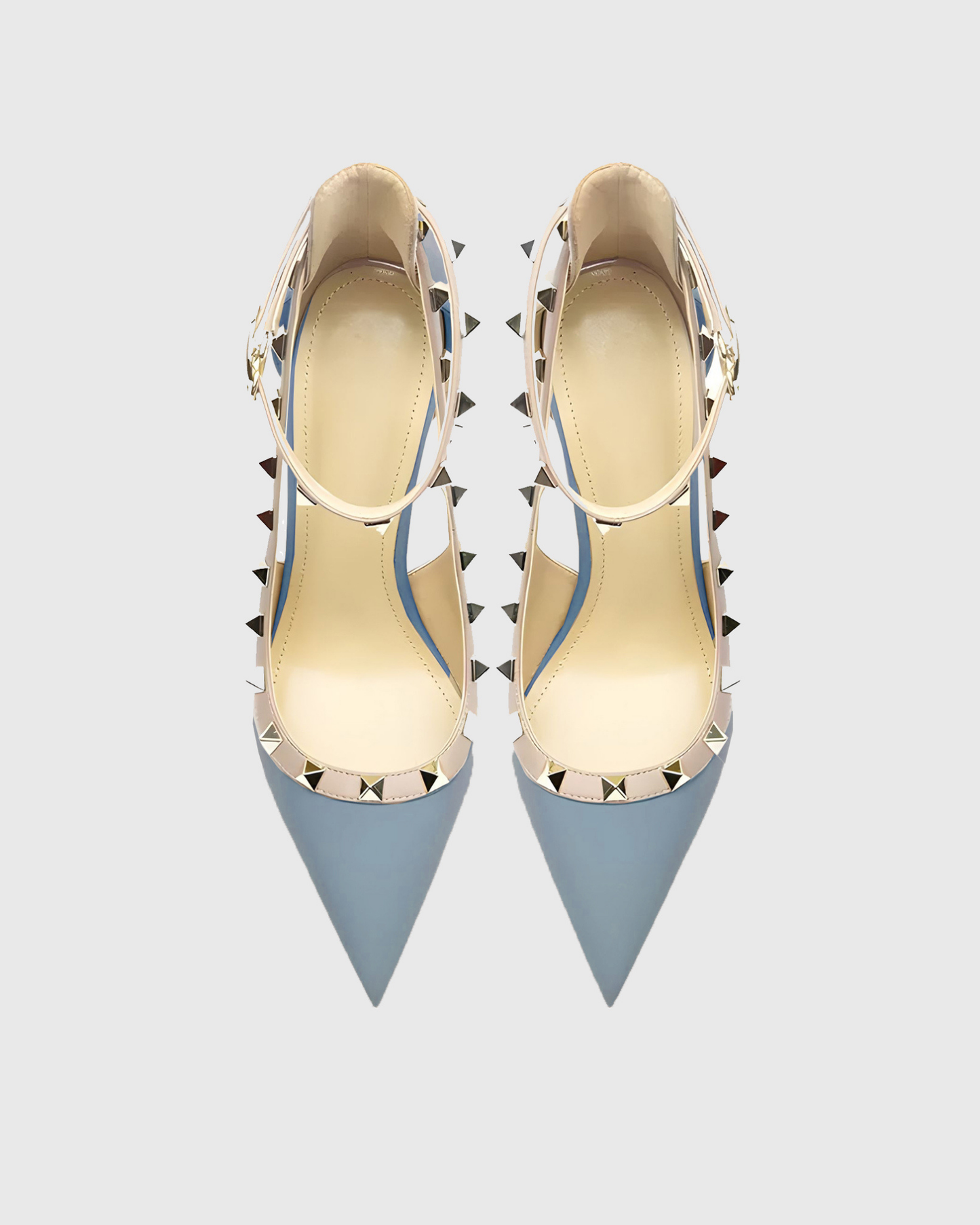 Nella Rivet Embellished Strap Cutout Pumps In Blue