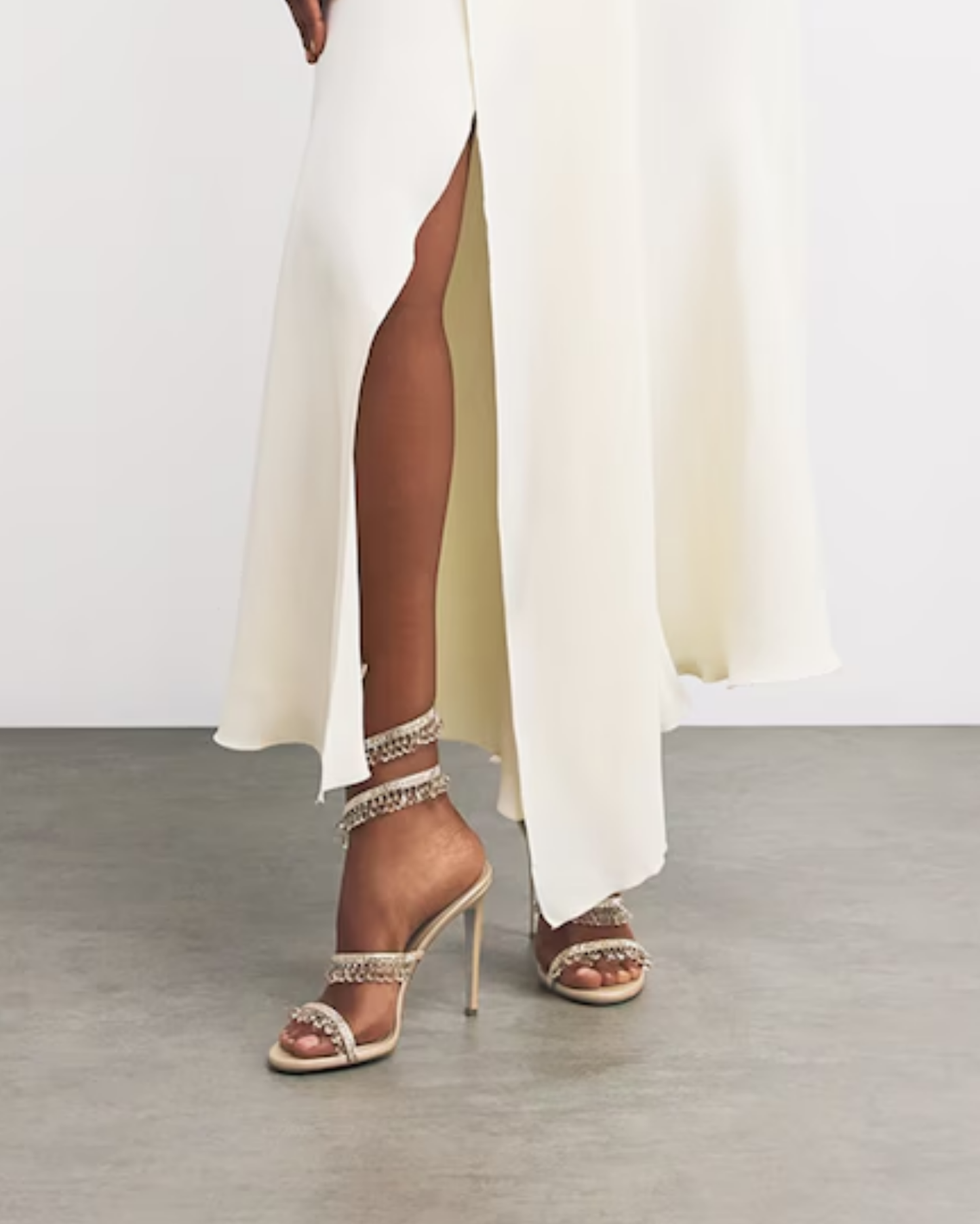 Elisa Diamond Fringe Snake Sandals In Champange