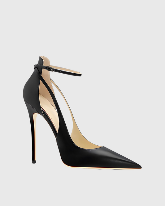 Nella Side Cut Strap Pumps In Black