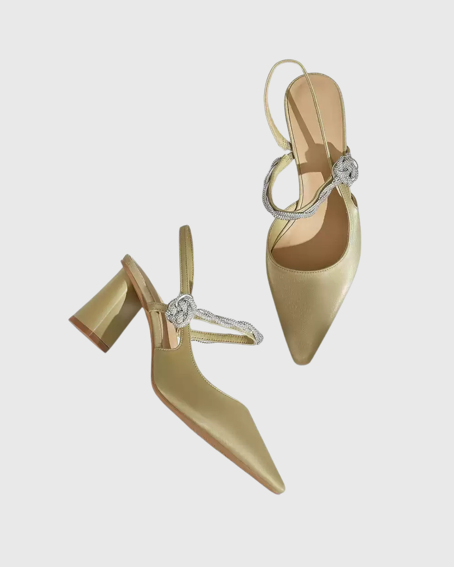 Nerina Diamond Strap Chunky Heels In Green