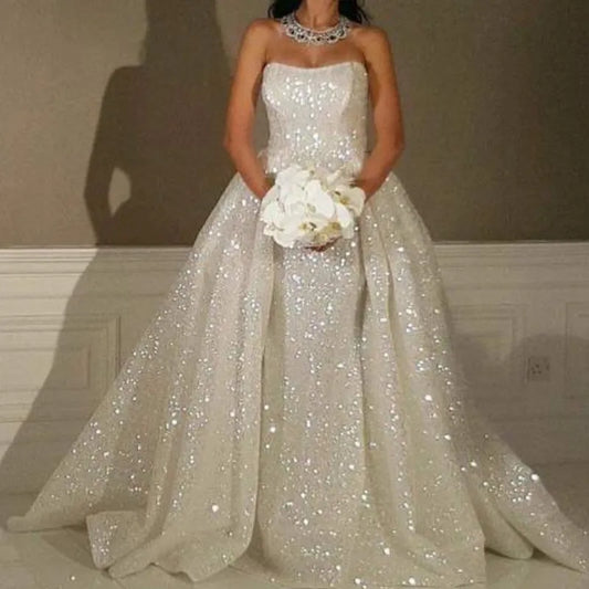 Prom Dresses Sequin White Wedding Dresses, Beautiful Bridal Gowns cg20978
