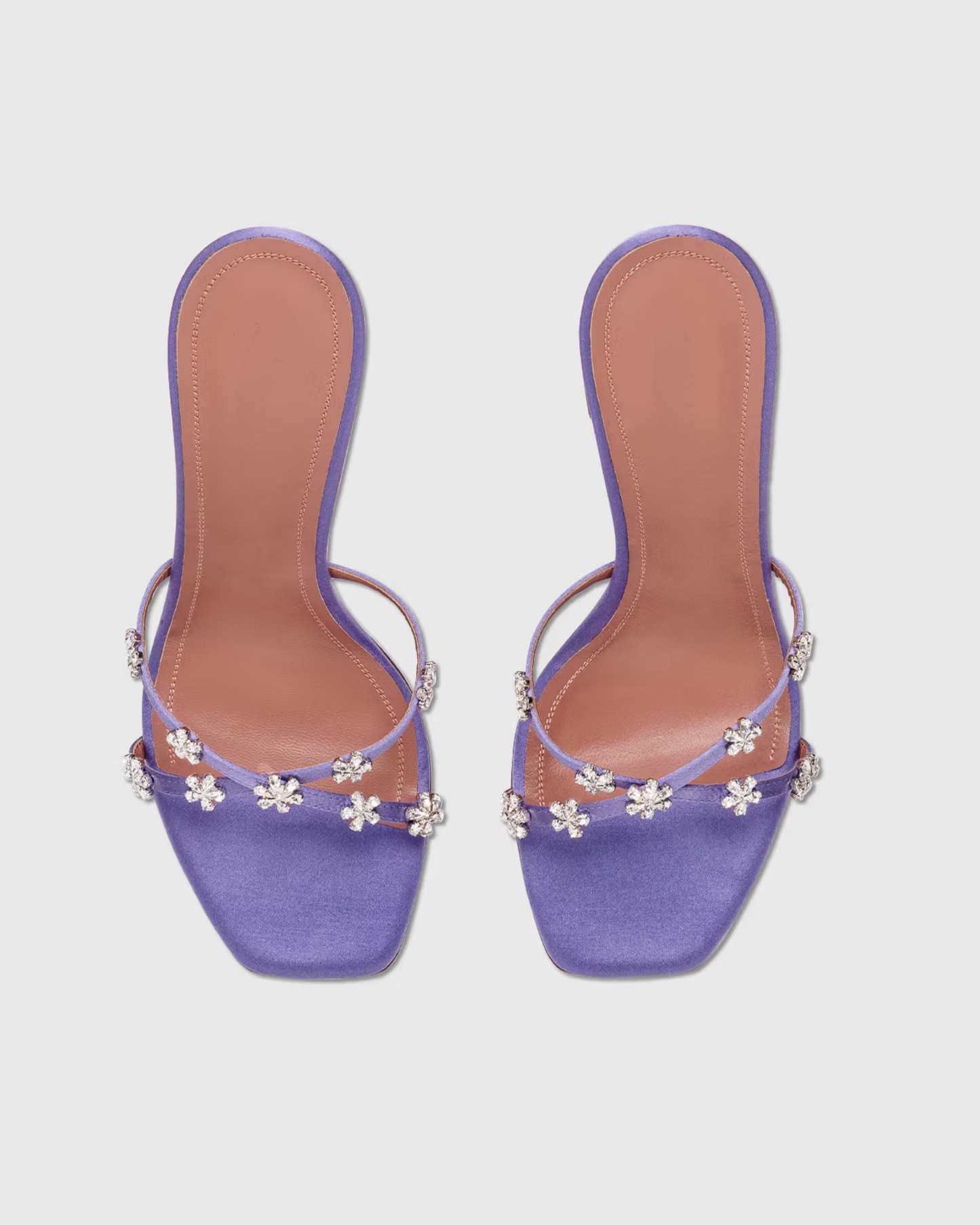 Ofelia Cross Rhinestone Flower Flared Heels In Lilac