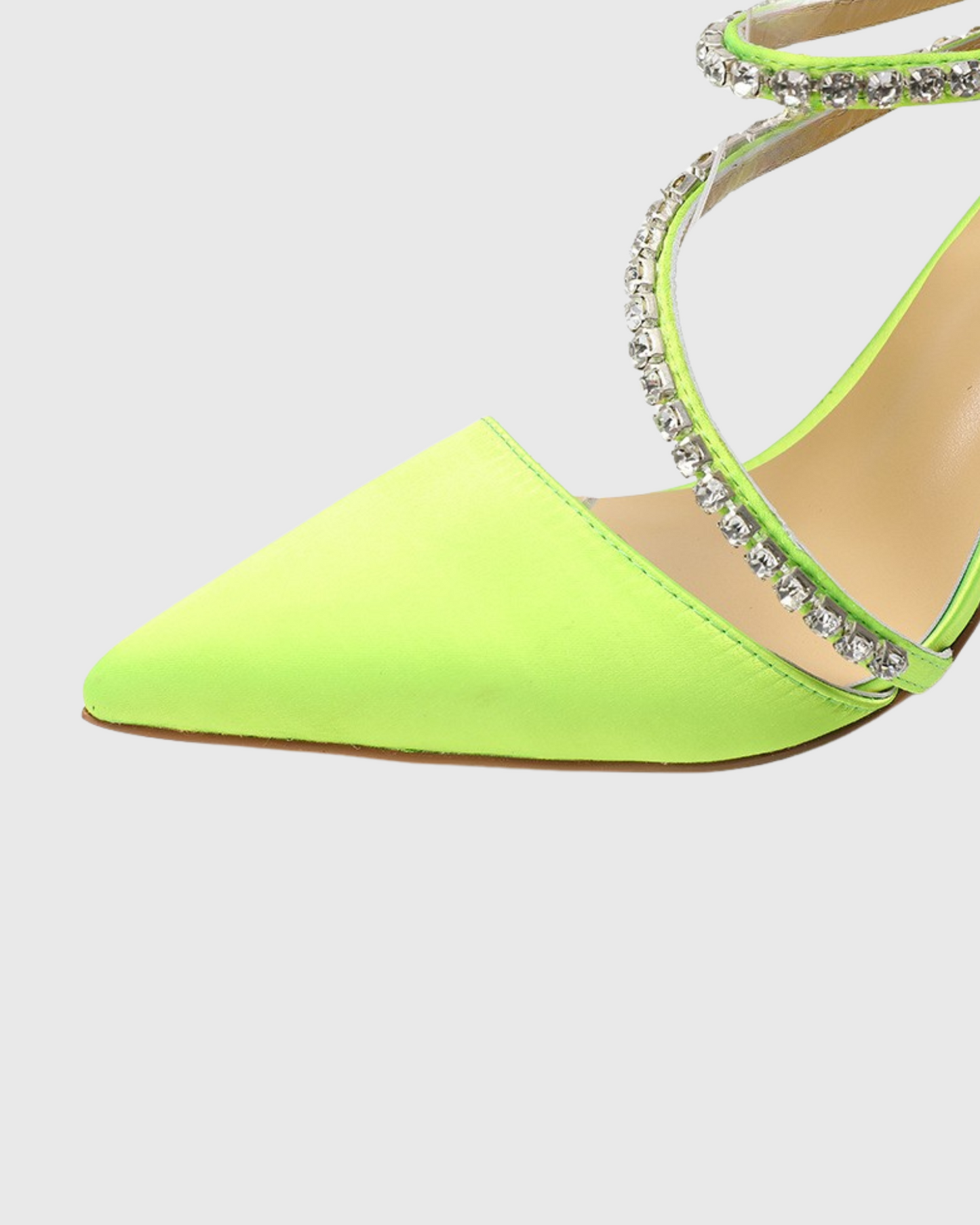 Opal Rhinestone Strap Satin Pumps In Green