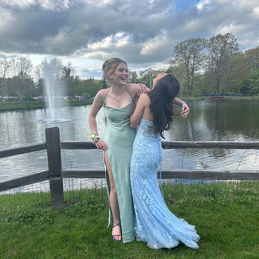 Vintage Blue Sweetheart Prom Dress Applique Strapless Evening Dress Long Sheath Formal Dress TP4648