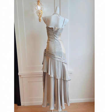 Modest Mermaid Spaghetti Straps Long Prom Dresses Birthday Party Dress Evening Gowns P2356