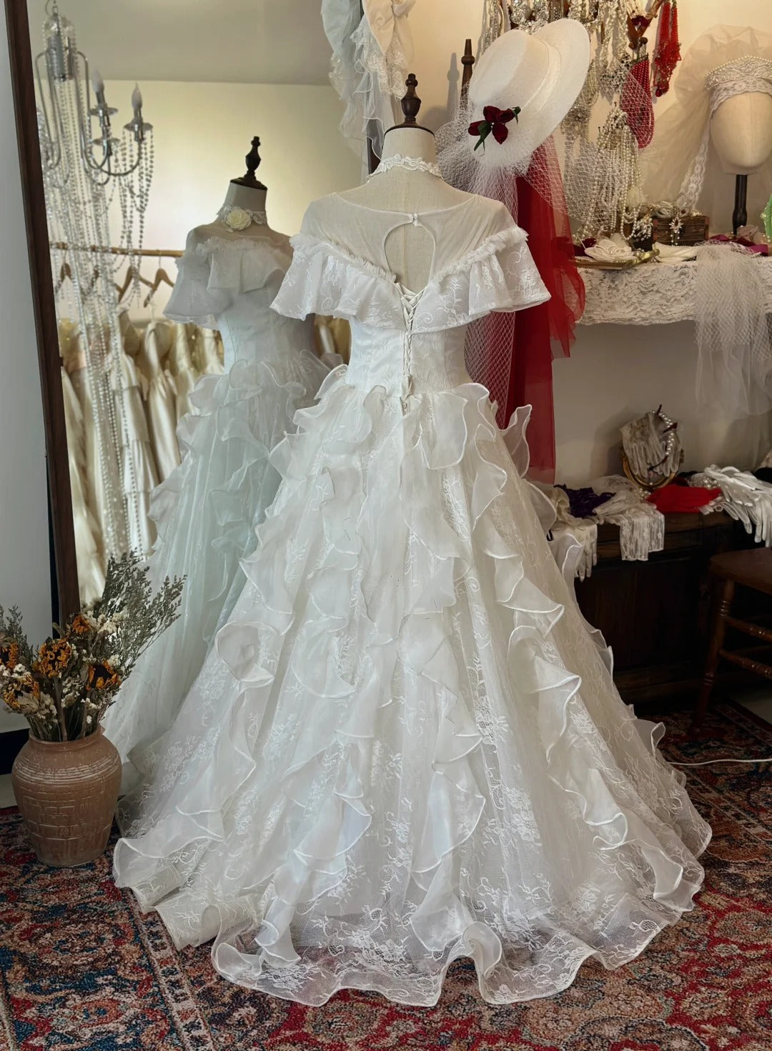 Princess One Shoulder Bag Shoulder A-Line Tulle Floor-Length Wedding Dress P2945