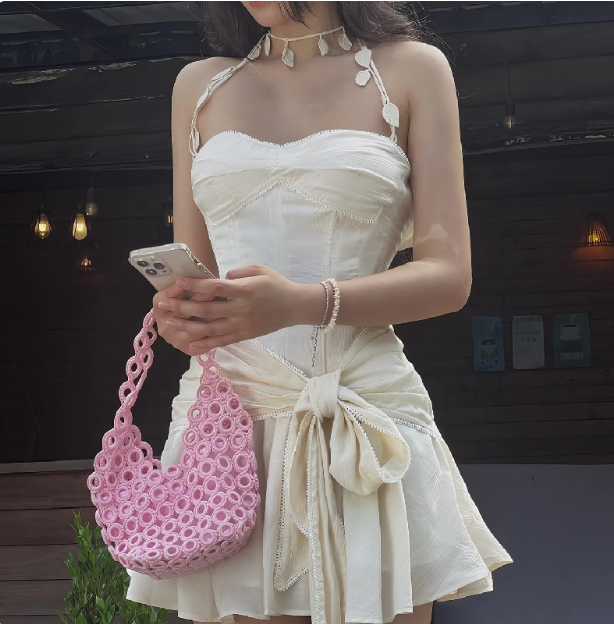 Pure Desire Style One Shoulder Halter Neck Tube Top Pleated Bow a-line 19th Birthday Homecoming Dress P3545