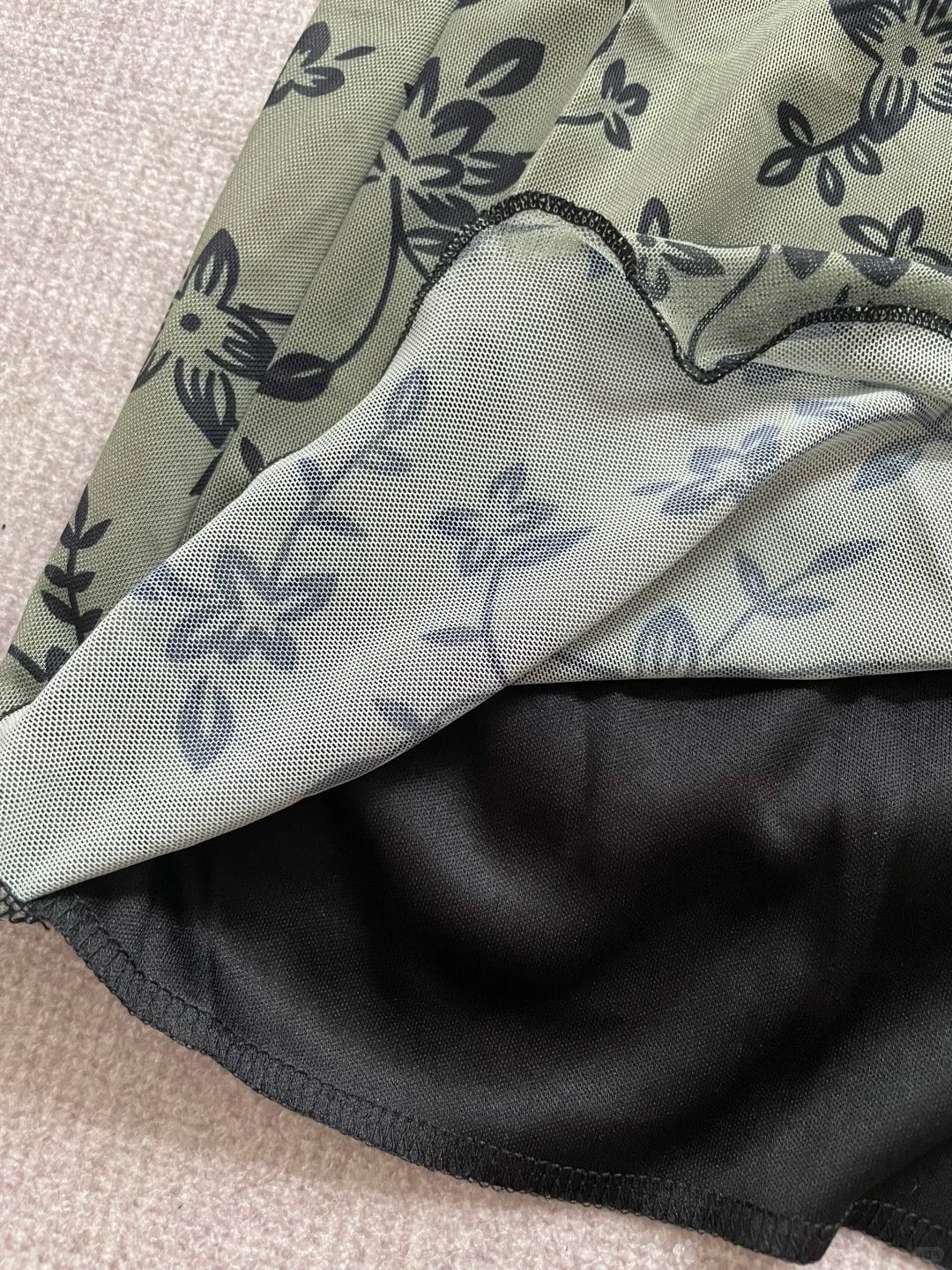 Retro Suspenders Green Floral Mesh Slim Fit 17th Birthday Homecoming Dress P3726