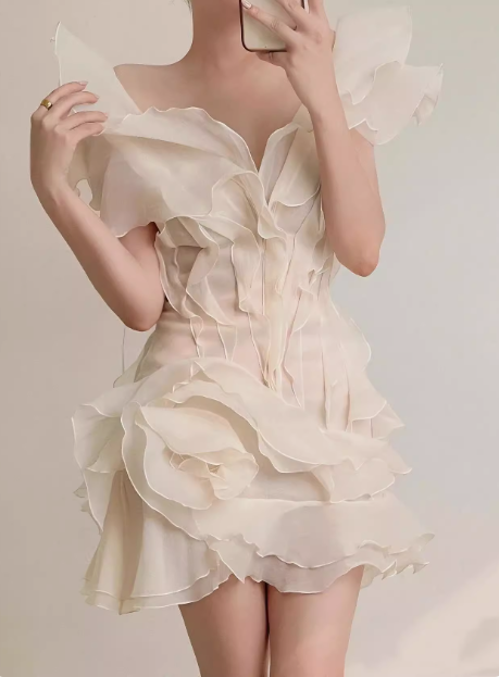 Design Ruffled V-neck One-shoulder Chiffon 17th Birthday Homecoming Dress P3729