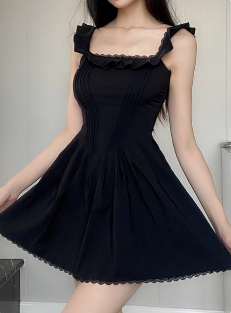 Sweet Square Neck Pleated Lace Waist 17th Birthday Homecoming Dress P3855