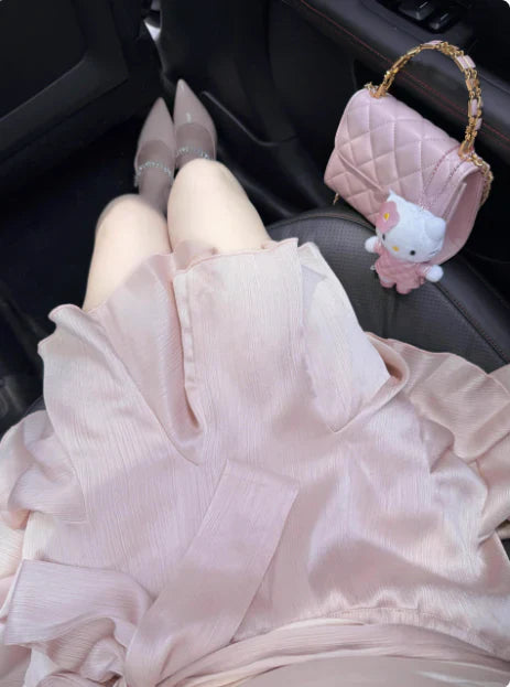 Vintage Pink Irregular Shoulder Strap A-Line Satin Short Party Dress Cocktail Dress Homecoming Dress TP4481