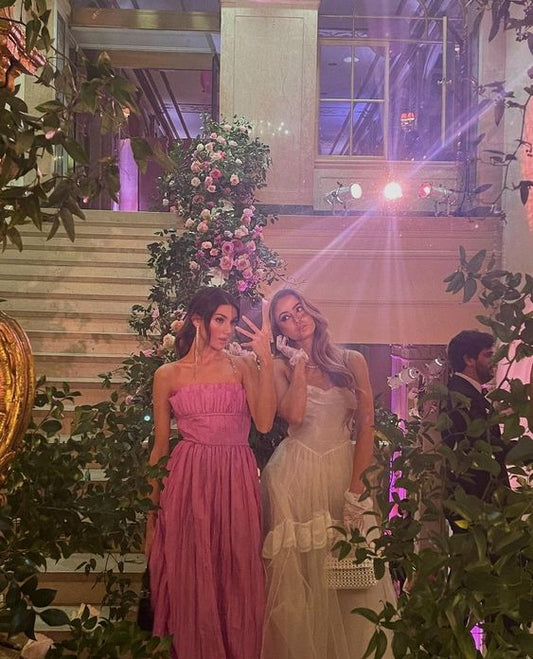 A line Spaghetti Straps Pink Tulle Long Prom Dress P975