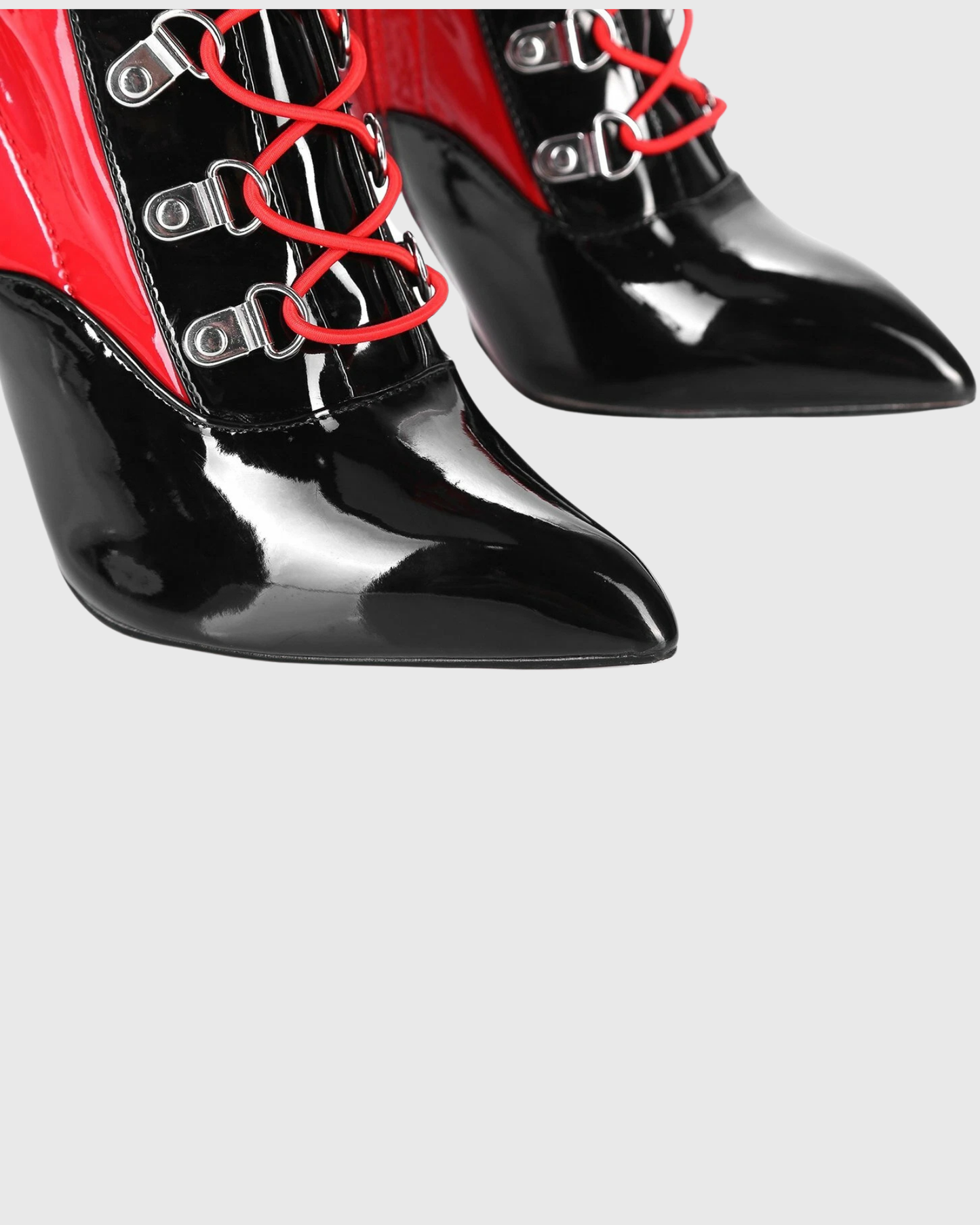 Paris Splicing Lace Up Over The Knee Boots In Red