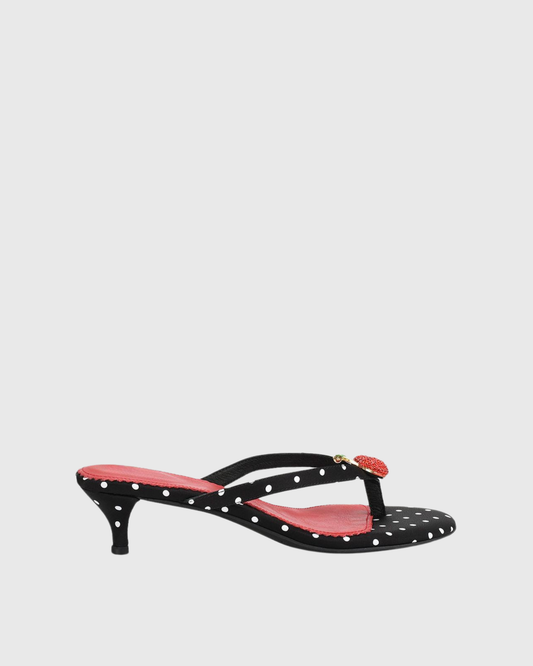 Peta Rhinestone Cherry Polka Dots Slippers