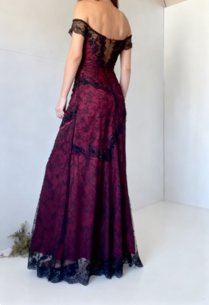 Chic Sheath Strapless Burgundy Tulle Evening Dress Long Prom Dresses P2368