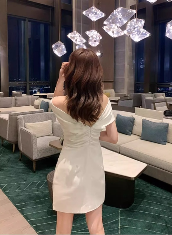 Vintage White Off-the-shoulder Satin Short Party Dress Homecoming Dresses TP3933