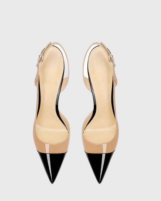 Reina Black And Beige Splicing Pumps