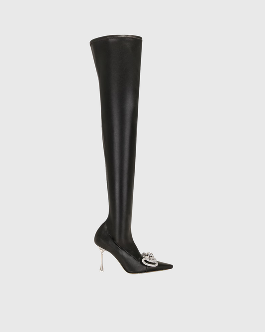 Rina Crystal Bow Hybrid Over The Knee Boots