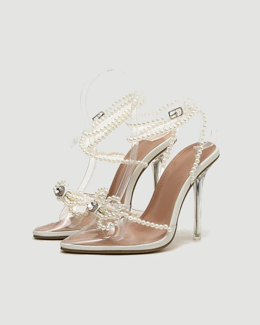 Rina Pearl Chain Embellished PVC Strap Pumps