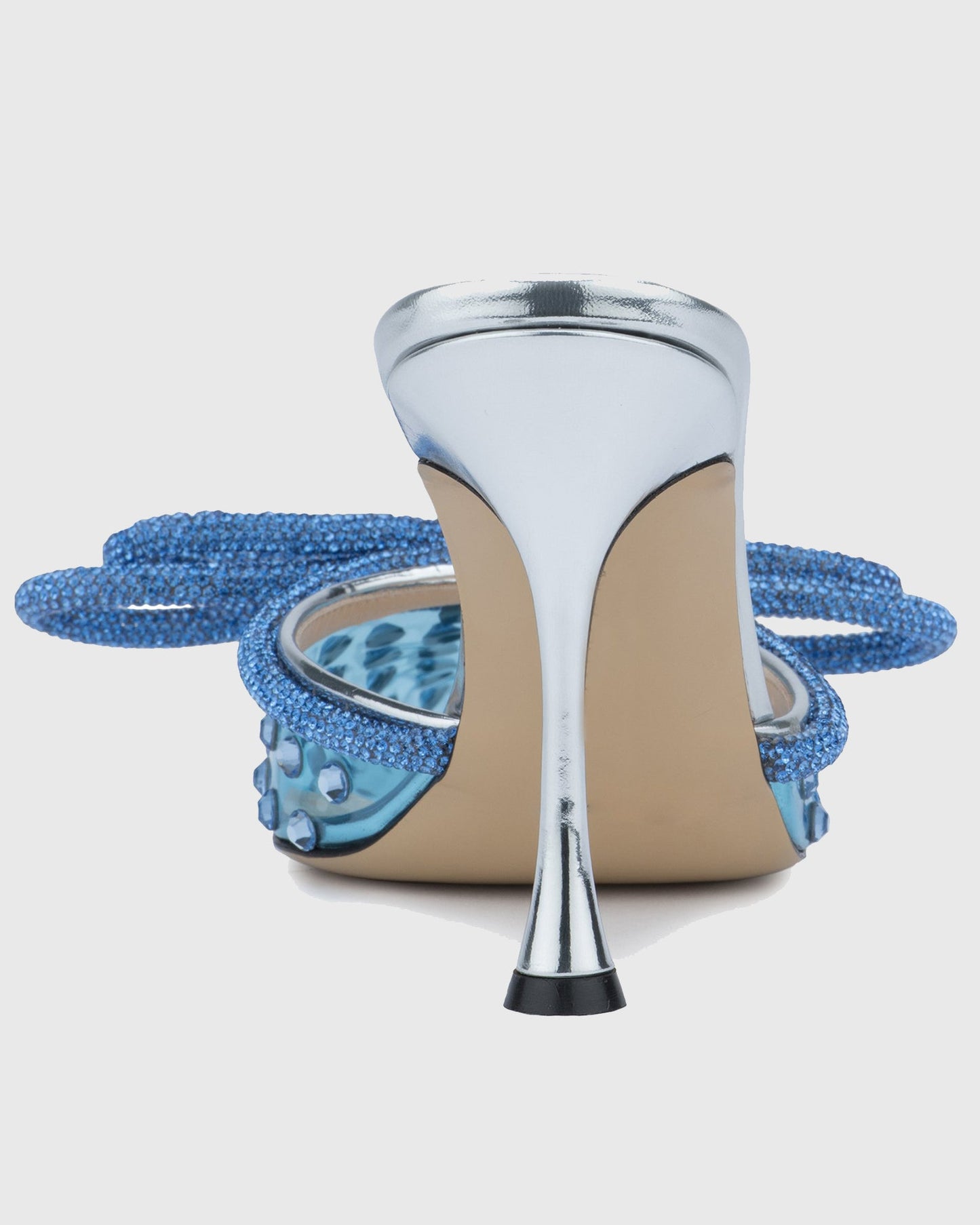 Rina Cyrstal Bow PVC Mules In Blue