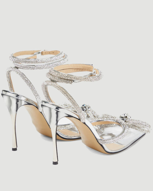 Rina Crystal Bow PVC Strap Pumps