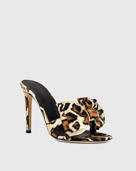 Romana Leopard Print Bow Slippers