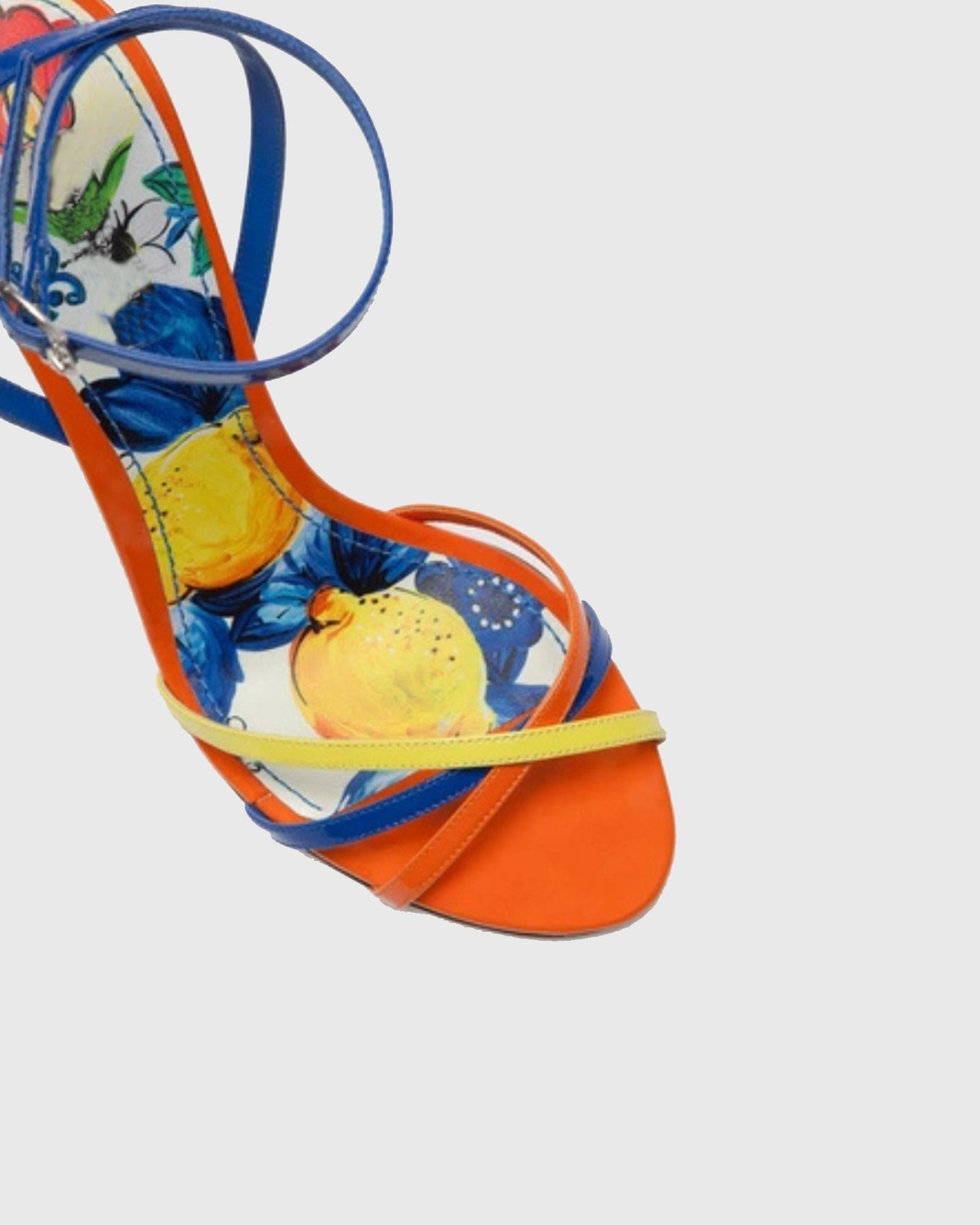 Rubina Flower Print Geometric Heels In Orange