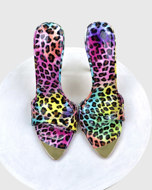 Rylee Leopard Print Slippers In Multicolor
