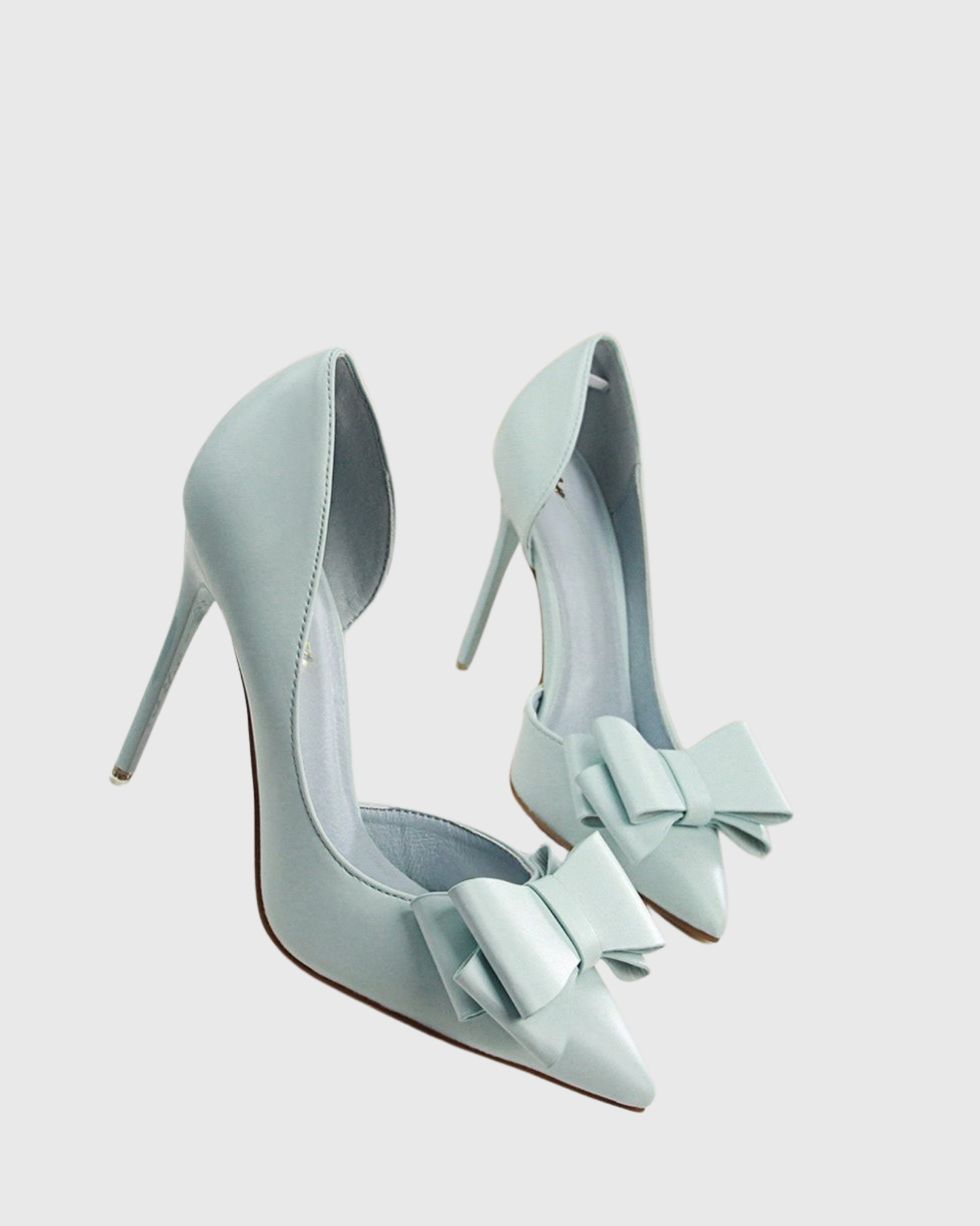 Sabri Bow Satin Irregular Pumps In Mint