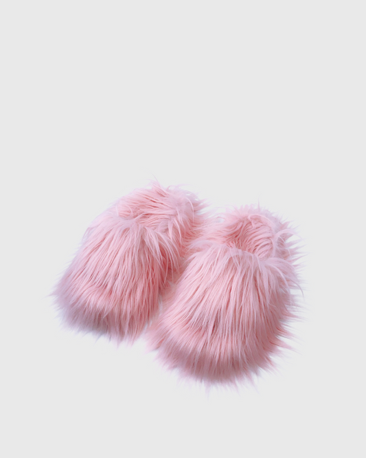 Sadaf Faux Fur Slippers In Pink