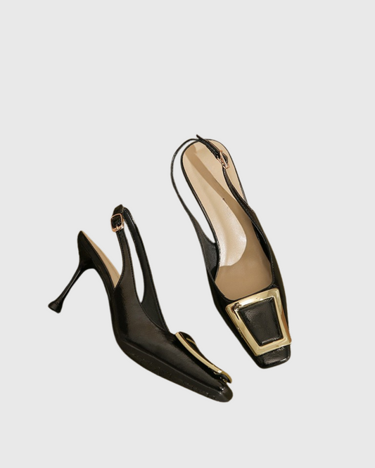 Sadah Metal Buckle Slingback Pumps In Black