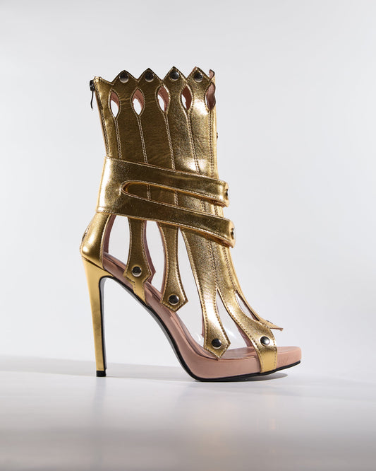 Saige Cutout Deconstruct Ankle Boots In Gold
