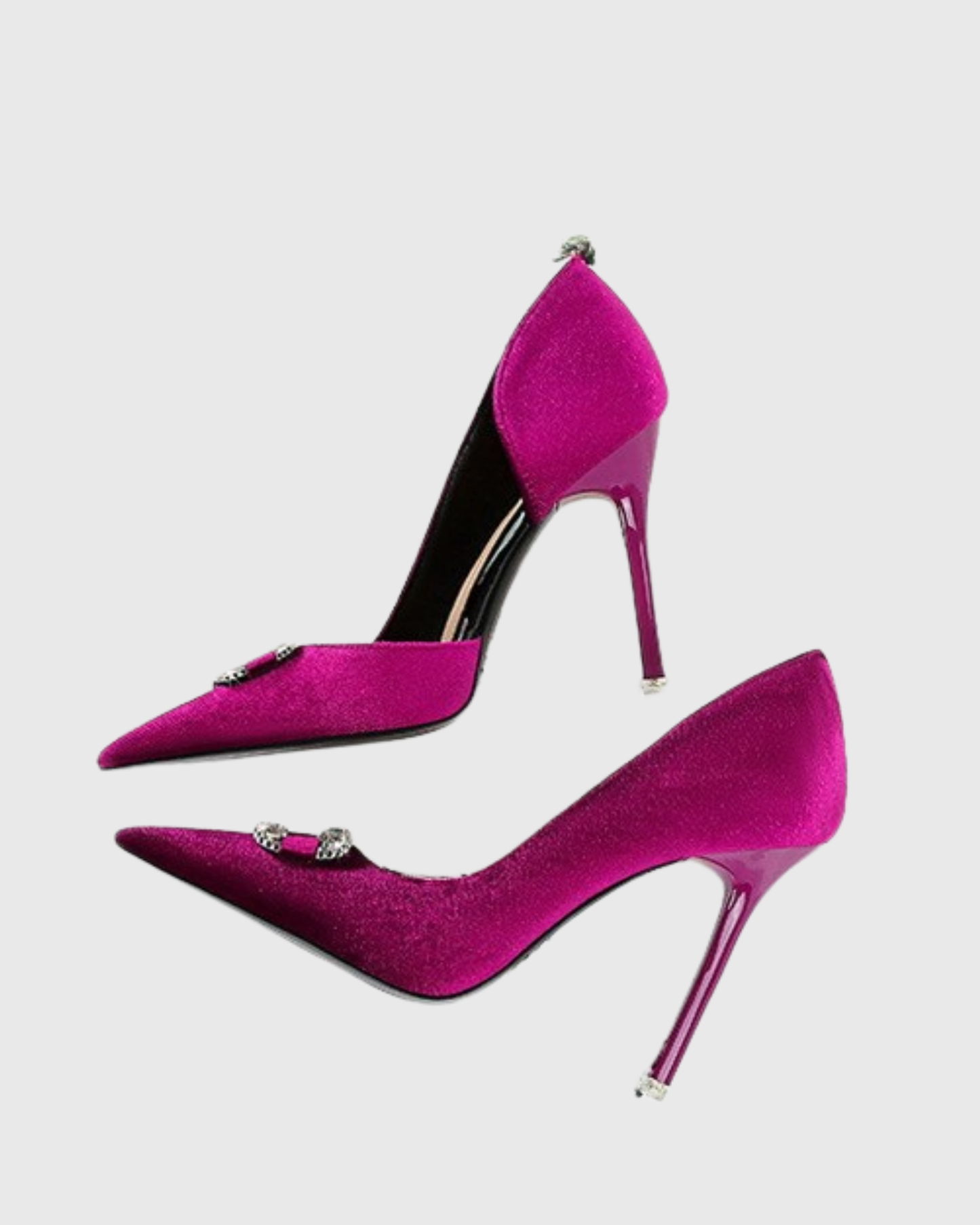 Saige Rhinestone Side Cut Pumps In Fuscia