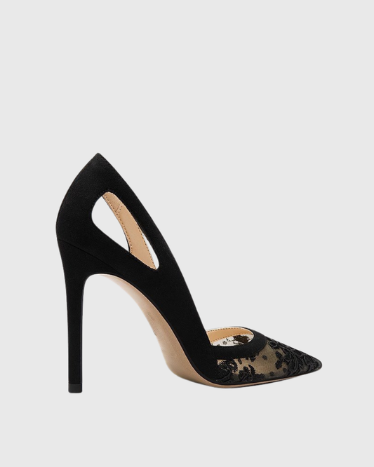 Saima Lace Cutout Pumps In Black