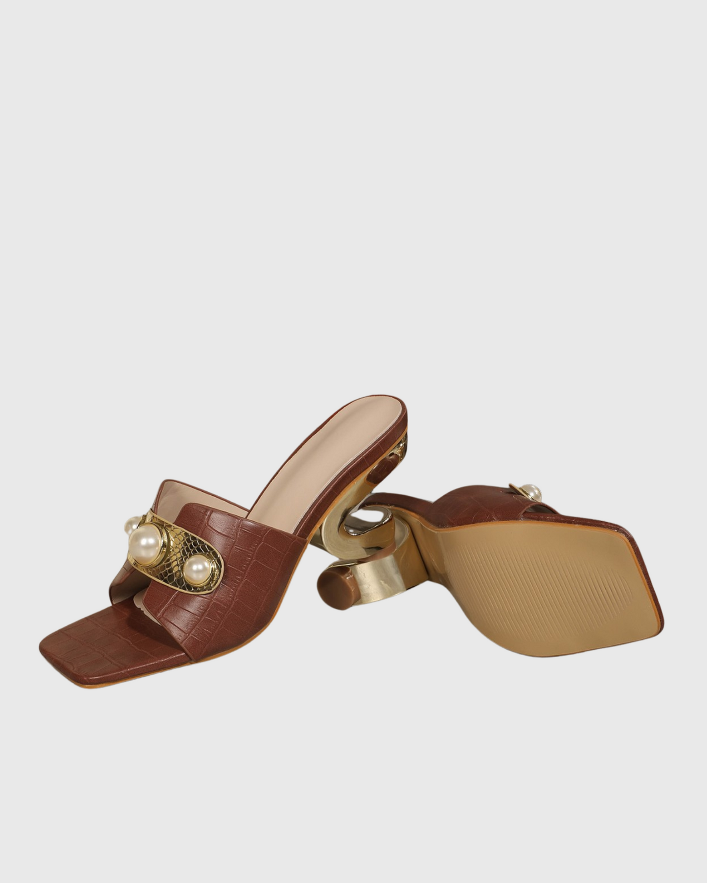 Saira Pearl Texture Asymmetrical Heels