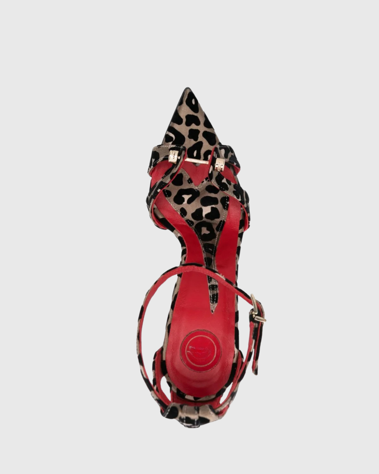 Sang Cutout Metal Nail Leopard Print Sandals