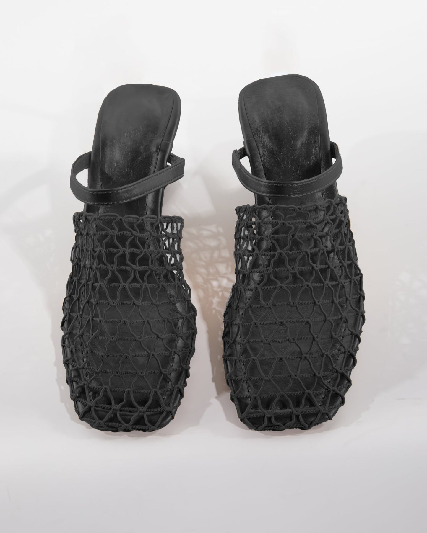 Serah Woven Fishnet Alien Heels In Black