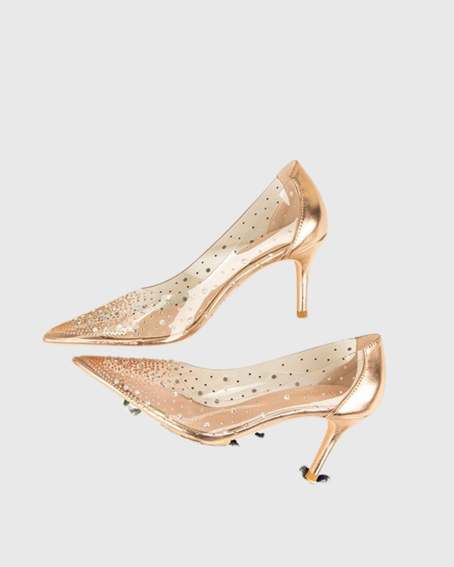 Shani Rhinestone Embellished PVC Pumps In Rose Gold