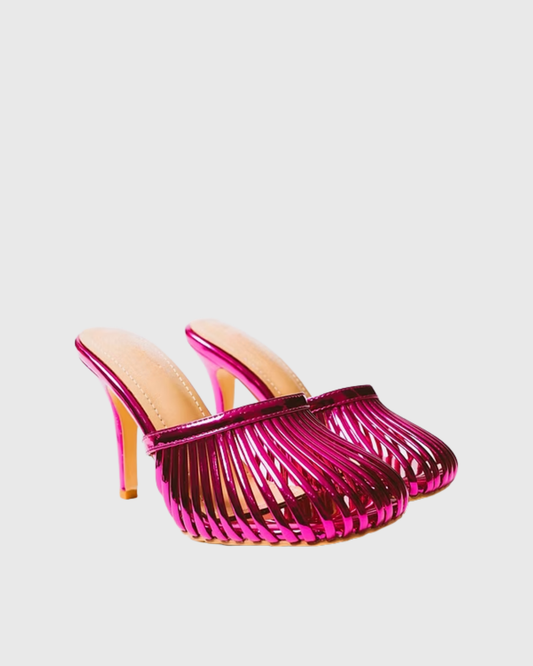 Shiori Cage Slippers In Hot Pink