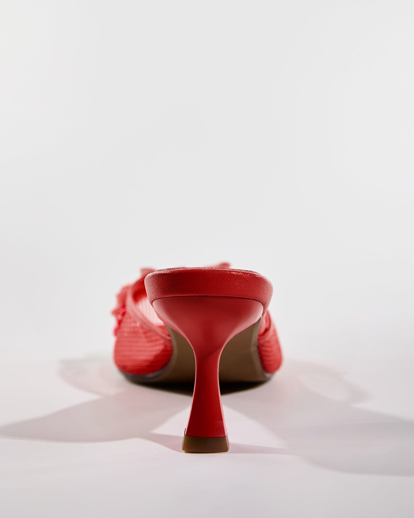 Shine Flower Mesh Slippers In Red