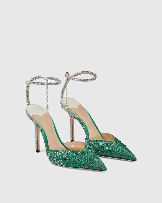 Silva Rhinestone Embellished Pumps In Dark Green
