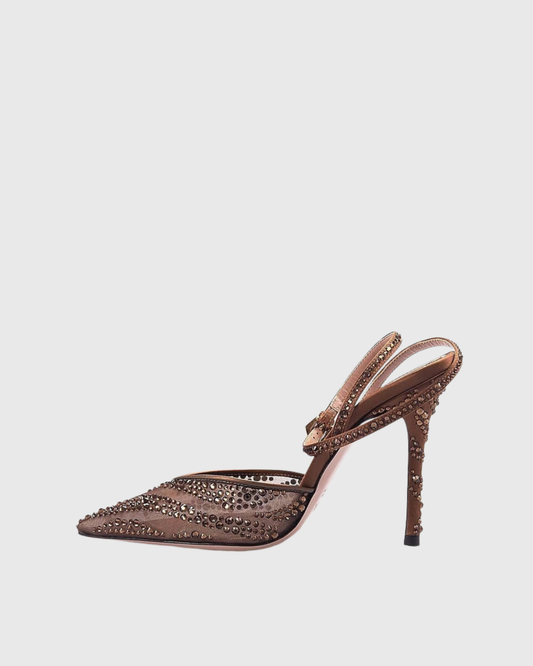 Silva Rhinestone Mesh Pumps In Brown