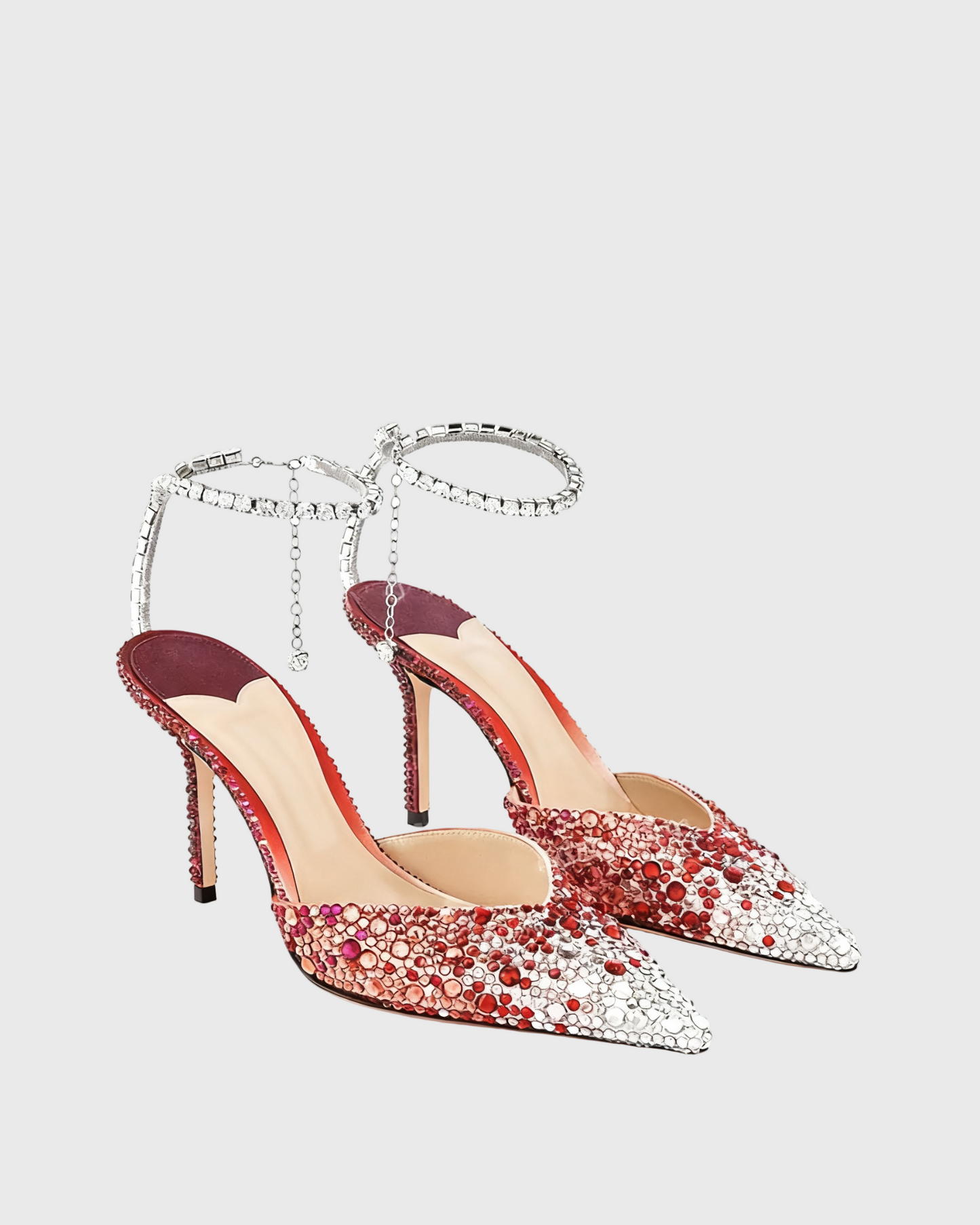 Silva Rhinestone Strap Embellished Pumps In Red
